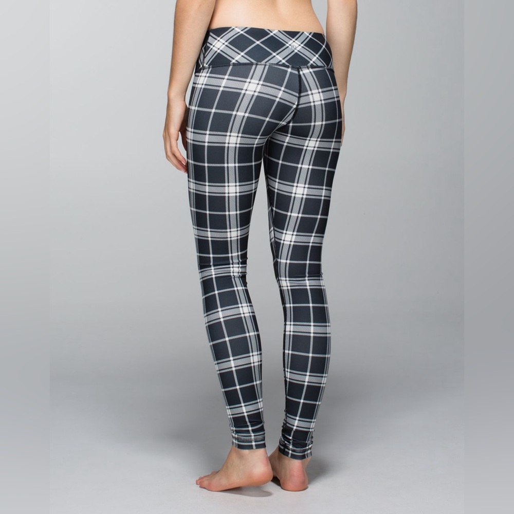 Lululemon Wunder Under Pant *Full-On Luon Varsity Plaid Grey Black Pant 4 small